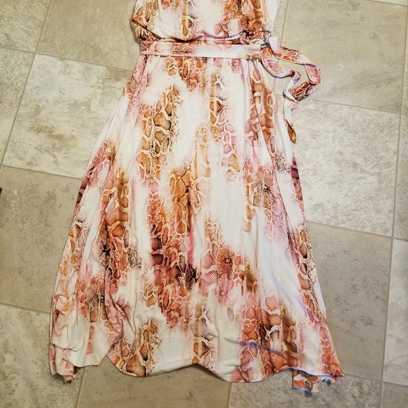 Calvin Klein pink python grecian sleeveless gown - Picture 6 of 8